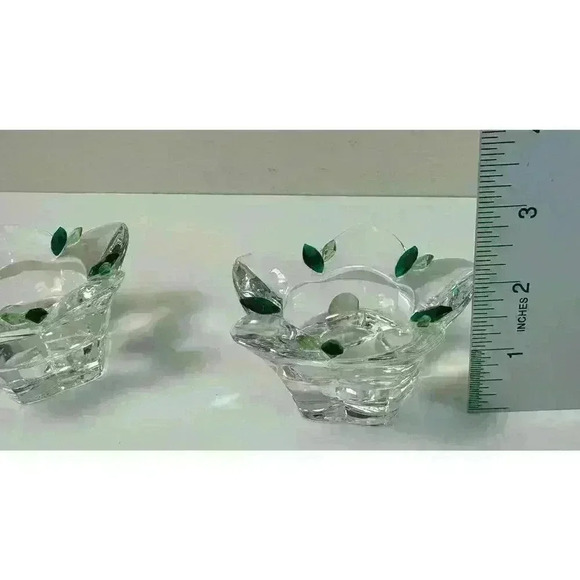 Pair of Bohemia Crystal Candle Holders 2 Made In Czech Republic-24%Pbo Emerald - Picture 2 of 10
